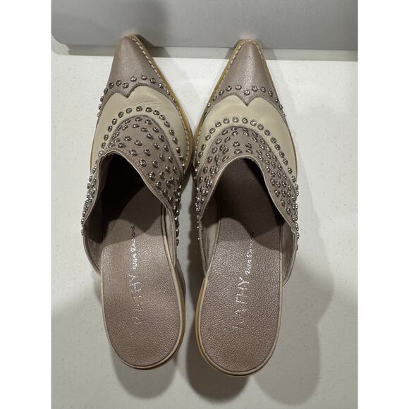 Studded Leather Pointed Toe Mules Size 7 - Picture 2 of 11